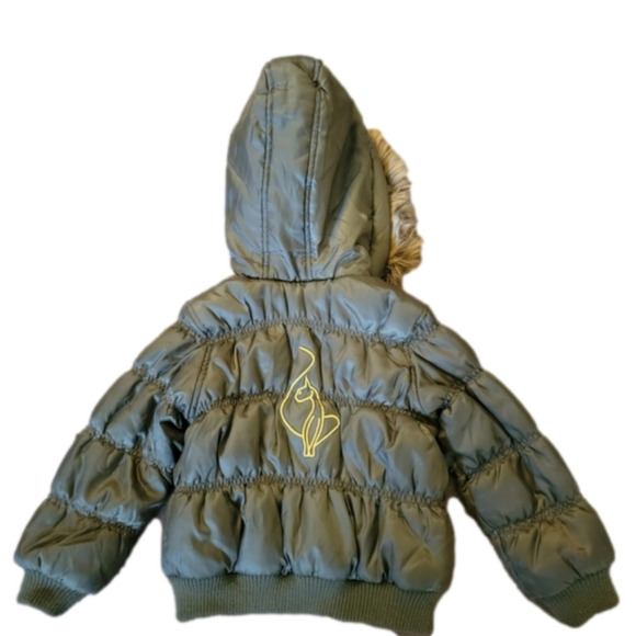 BABY Phat Army Green Quilted Faux Fur Hood Puffy Coat Size 3T - Picture 6 of 8